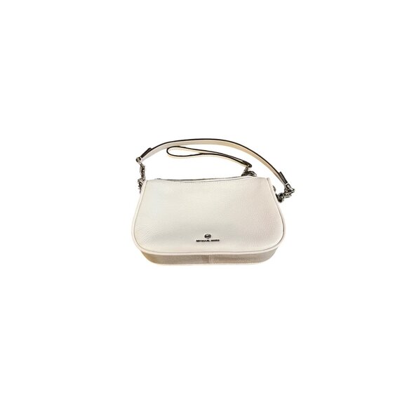 Michael Kors Small Cream Pebbled Leather Purse Wristlet Strap Silver HW Used - Picture 9 of 16